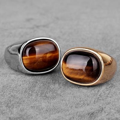 Edelstahl Herrenringe Holzmaserung Elegant Schlicht Klassiker Luxus Trendy für Männer Freund Schmuck Kreativität Geschenk
