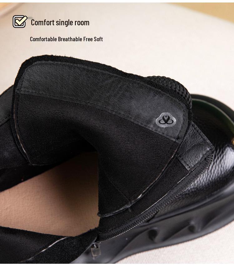 Women's Genuine Leather Retro Martin Boots - British Style Slimming Ankle Hiking Boots with Thick Sole for Autumn/Winter 2025