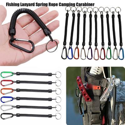 Tether Spring Elastic Rope Anti-lost Phone Keychain Portable Fishing Lanyards Camping Carabiner