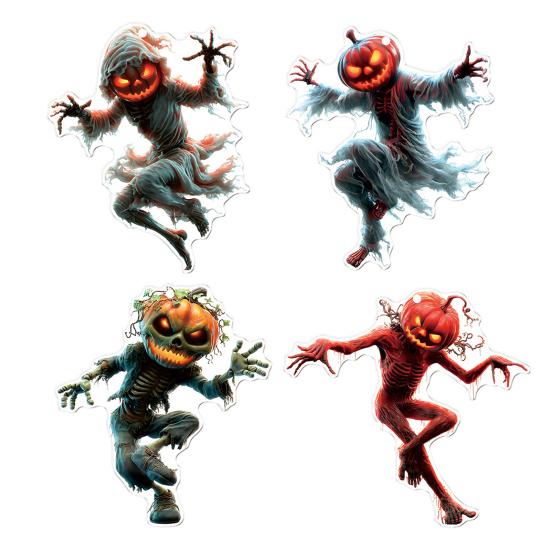 Car Mirror Hanging Accessories Spooky Pumpkin Man 2D Acrylic Rear View Mirror Pendant Flat Auto Interior Halloween Decoration for Car Backpack