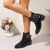 Leisure Boots Female Woman Winter Winter Zipper Warm Classic Shoes for Women Hoof Mid Heels Solid Leather Modern Boots Shoes