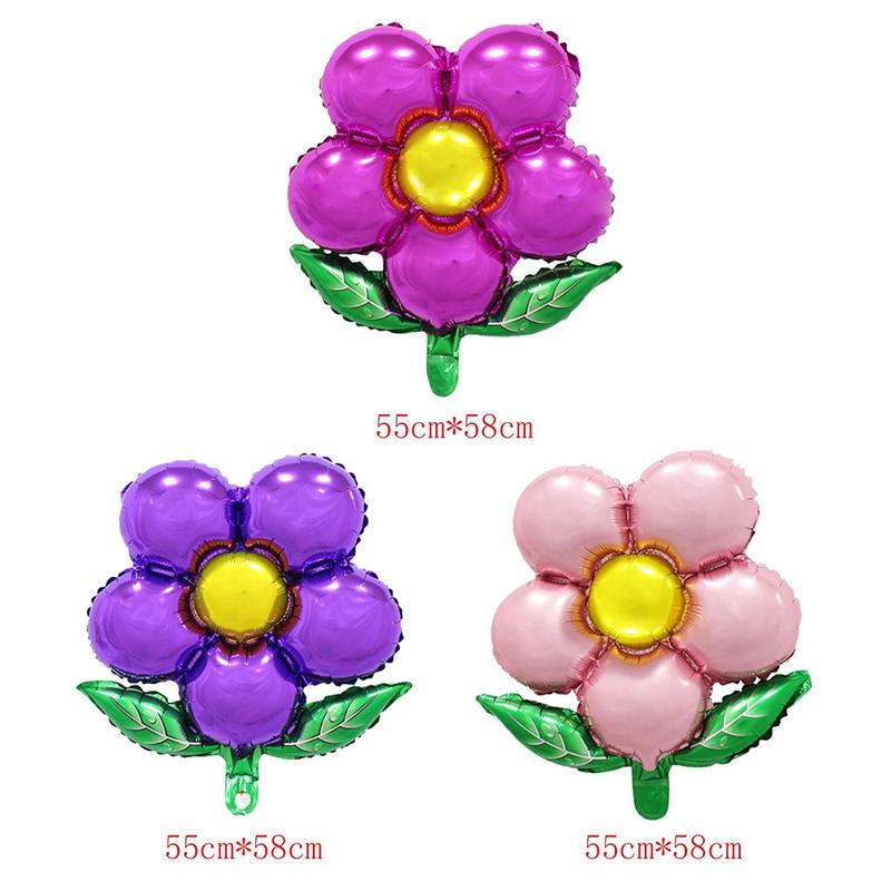 3pcs Flower Balloons Pink Rose Red Purple Flower Balloon Children's Birthday Party Wedding Decorations Air Balloon
