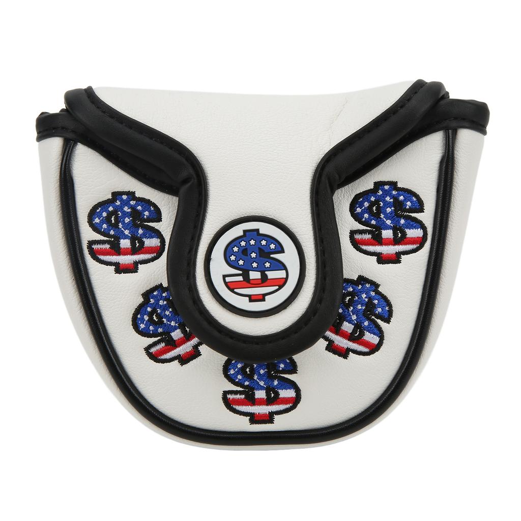 Golf Putter Head Covers PU Leather Waterproof Golf Club Headcover Protector with Magnetic ClosureWhite