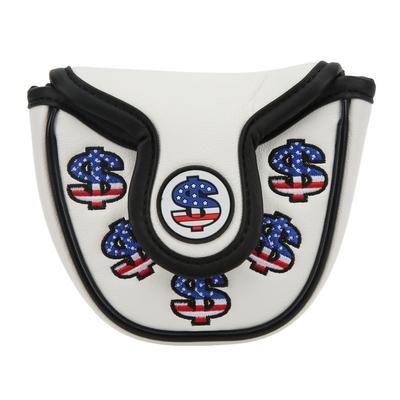 Golf Putter Schlägerhauben PU Leder Wasserdicht Golfschläger Schlägerhaube Schutz mit MagnetverschlussWeiß