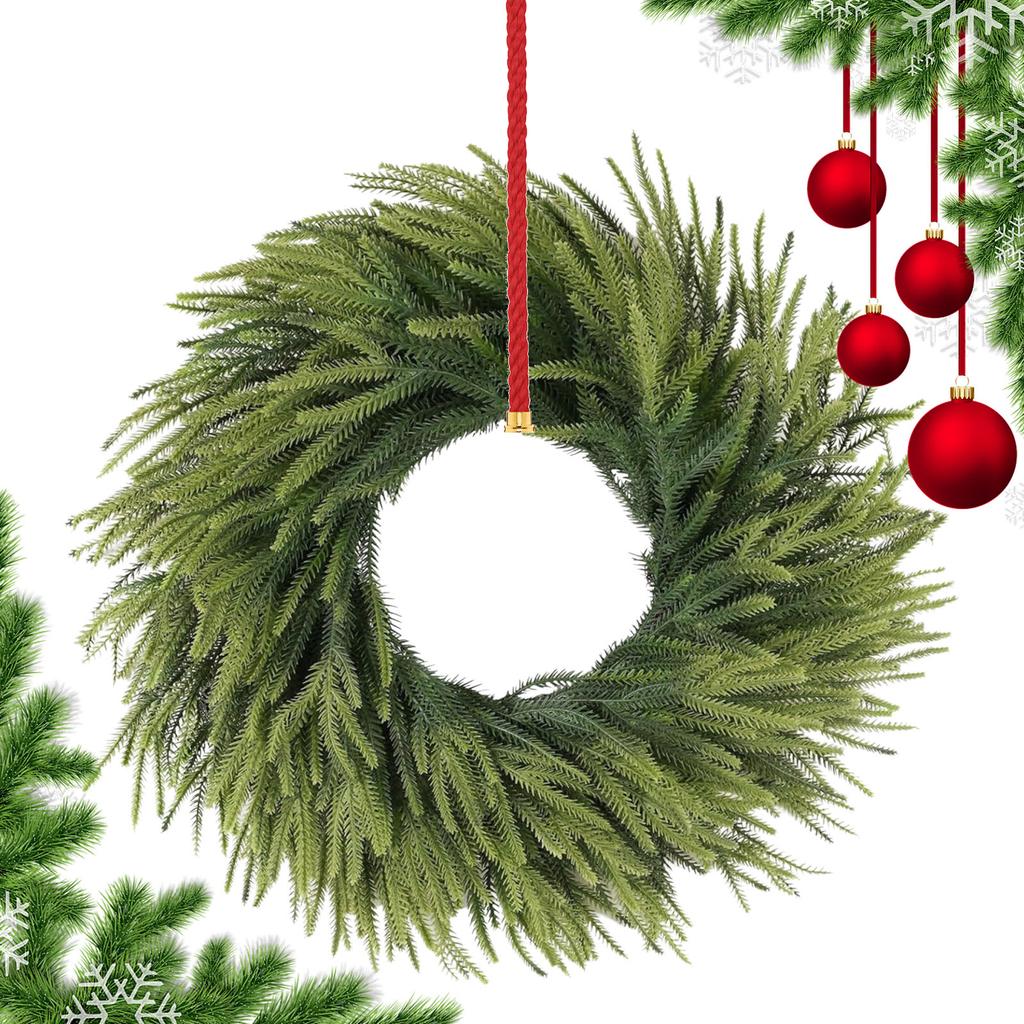 Norfolk Pine Wreath Christmas Garland Faux Pine Needle Christmas Pine Cone Wreath for Wedding Arch Table Wall Decoration