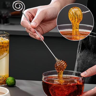 1/2/3pcs Honey Stir Bar Mixing Handle Jar Spoon Practical Stainless Steel Dipper Honey Long Stick Supplies Honey Kitchen Tools