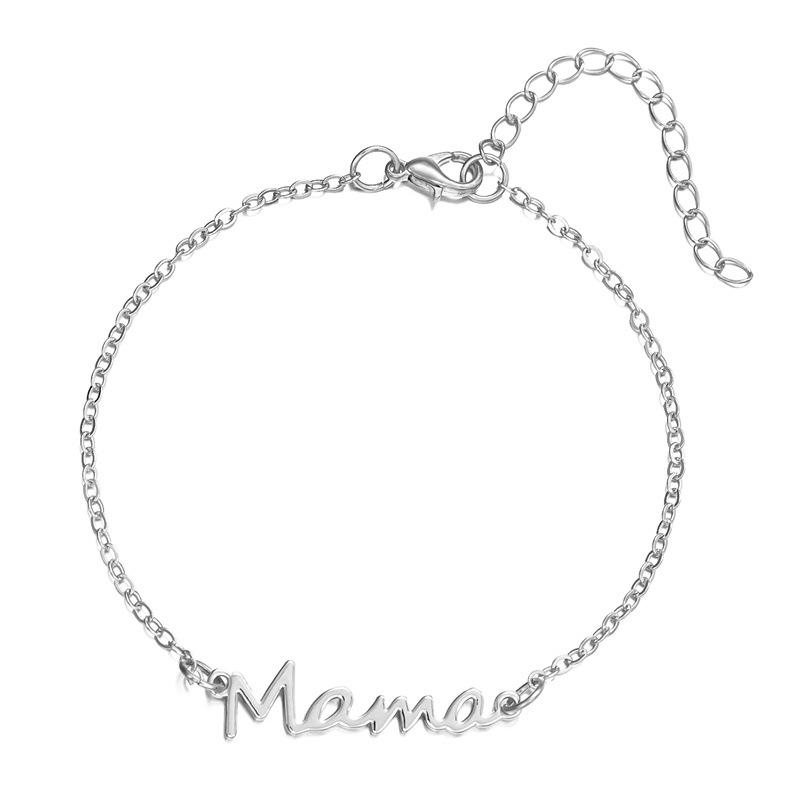 Simple Letter Mama Charm Bracelet for Women Metal 3 Colors Double Layer Chain Bangle Fashion Zircon Mother Day Wrist Gift