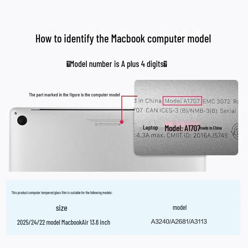 Smare Blasenfreier Displayschutz aus gehärtetem Glas für MacBook Air 13,6 Zoll