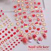 Cartoon Red Apple & Bow Nail Stickers - Purple Flat Laser Design