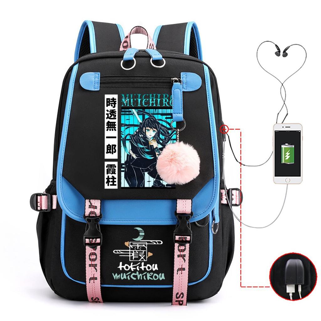 Ghost extermination surrounding animation schoolbag large capacity with usb academy wind junior high school student casual backpack