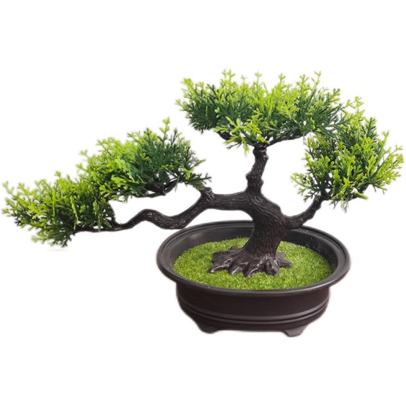 Indoor Welcoming Pine Bonsai: Artificial Potted Plant Decor for Home, Living Room, or Office