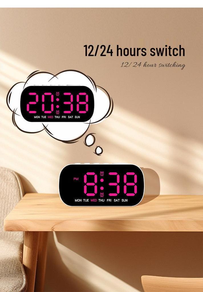 Multifunctional LED Digital Alarm Clock with Date and Dual Alarms - Model 5507