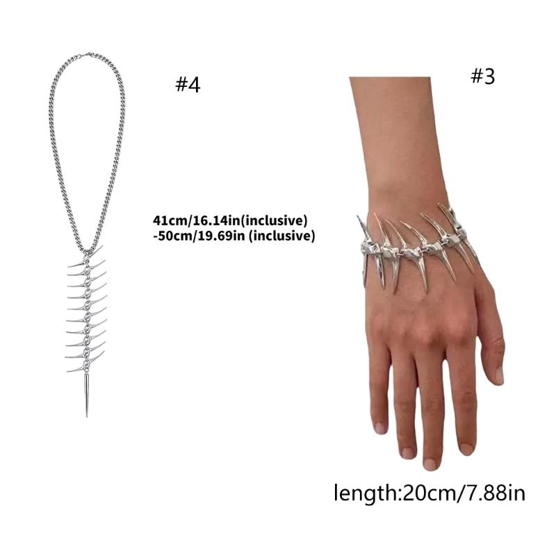 Artistic Silver Fishbone Chokers Ergonomic Neck Chain Gothic Jewelry With Thorn Detailing For Special Occasions