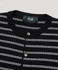 Nodu Block Stripe Round Knit Cardigan [Black]