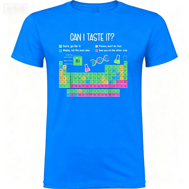 2025 Summer Can I Lick It Periodic Table Chart Science Teacher Cool Funny Meme 100 Pure Cotton Printed Tshirt for Men Tops Y2k