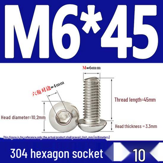 ISO7380 Stainless Steel Hex Drive Dome Head Screws - M2 to M16
