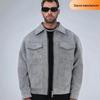 Trendy Unisex Suede Zip-Up Jacket with Large Pockets