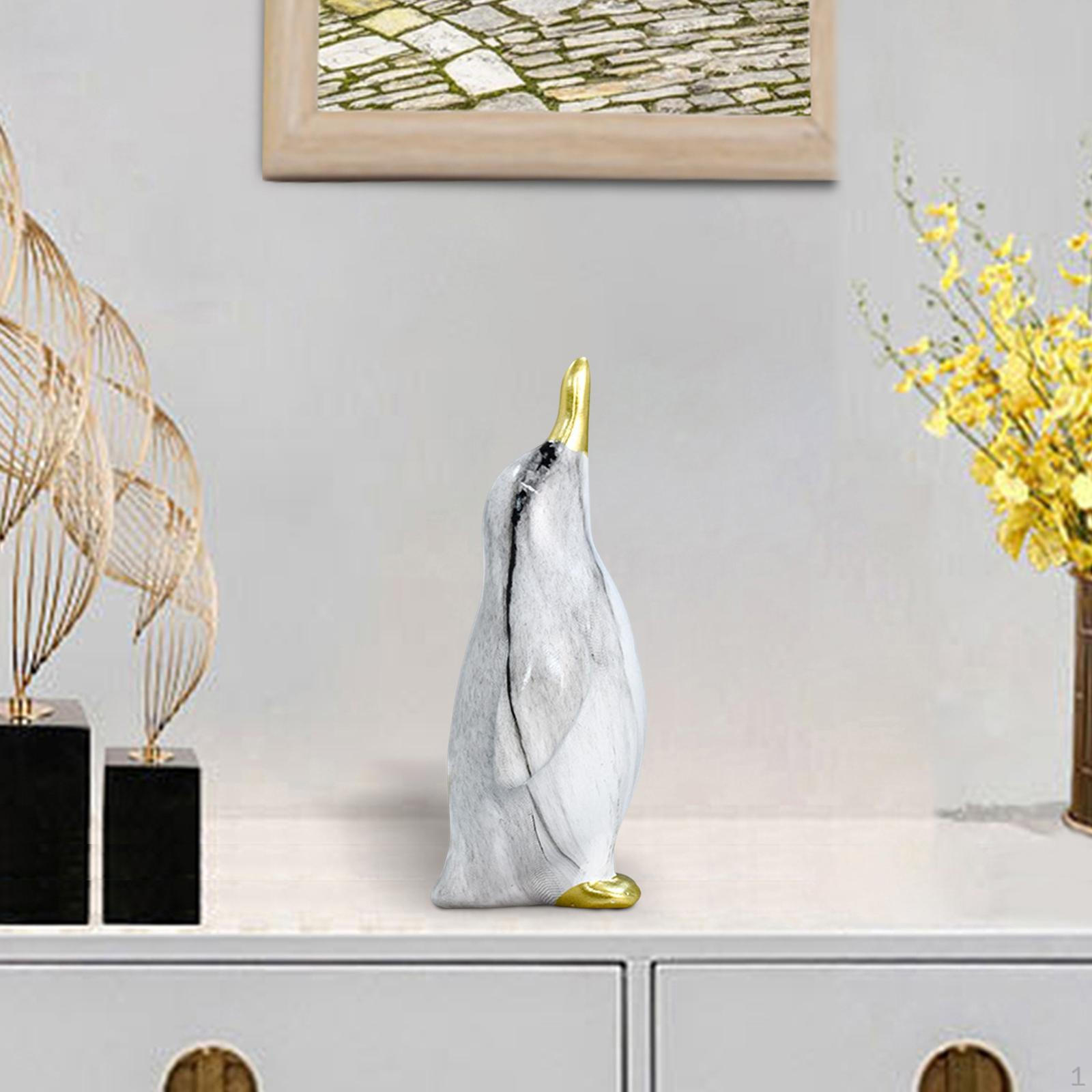 

Креативная статуя пингвина, фигурка животного из смолы, скульптура для настольного декора книжного шкафа White