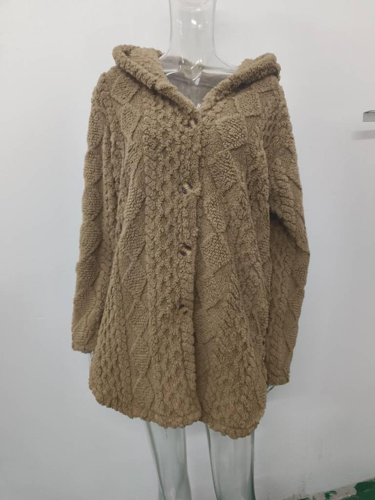 2024 Autumn/Winter Hooded Solid Color Long Sleeve Cardigan Jacket