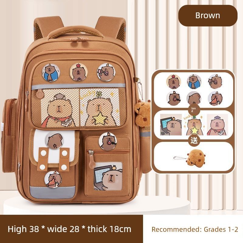 

Japan Imported Capabala Schoolbag Large Capacity Capybara Backpack Durable Lightweight Backpack for Junior High School Students Brown small size [capabala]]