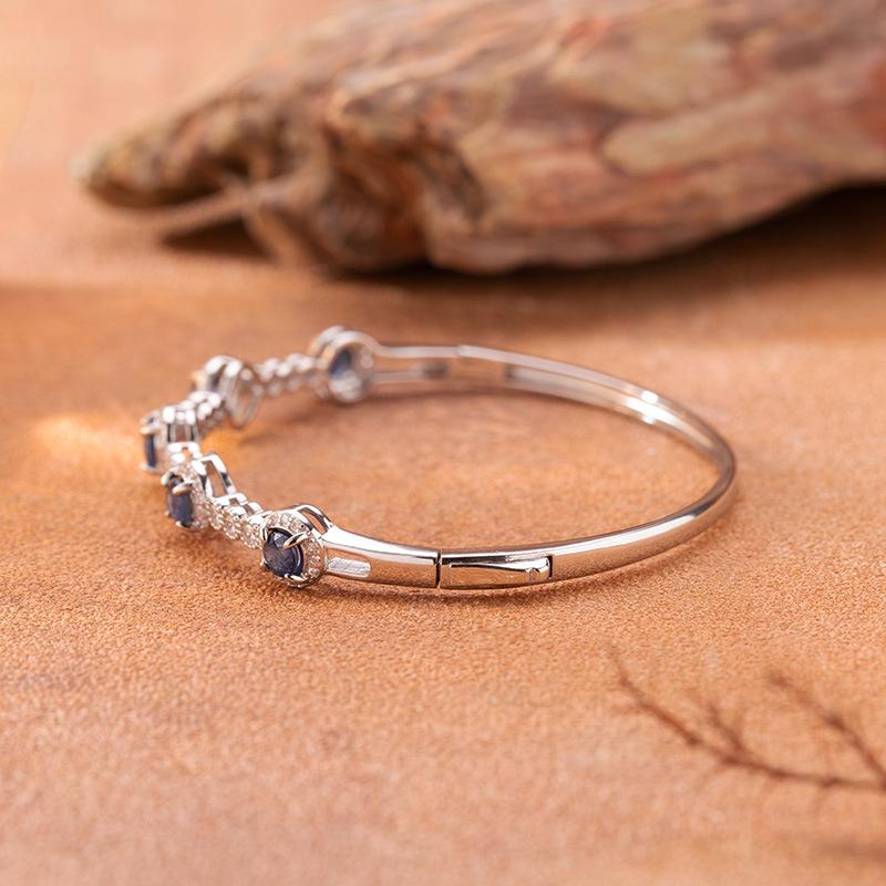 S925 Sterling Silver Color Treasure Bracelet Natural Sapphire Bracelet Female Xiaohongshu Wechat Channels