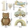 6pc Bear Balloon Rainbow Foil Inflated Mylar Bday Balloons Brown Bears Party Favors Decorations Party Supplies Helium Large Ball