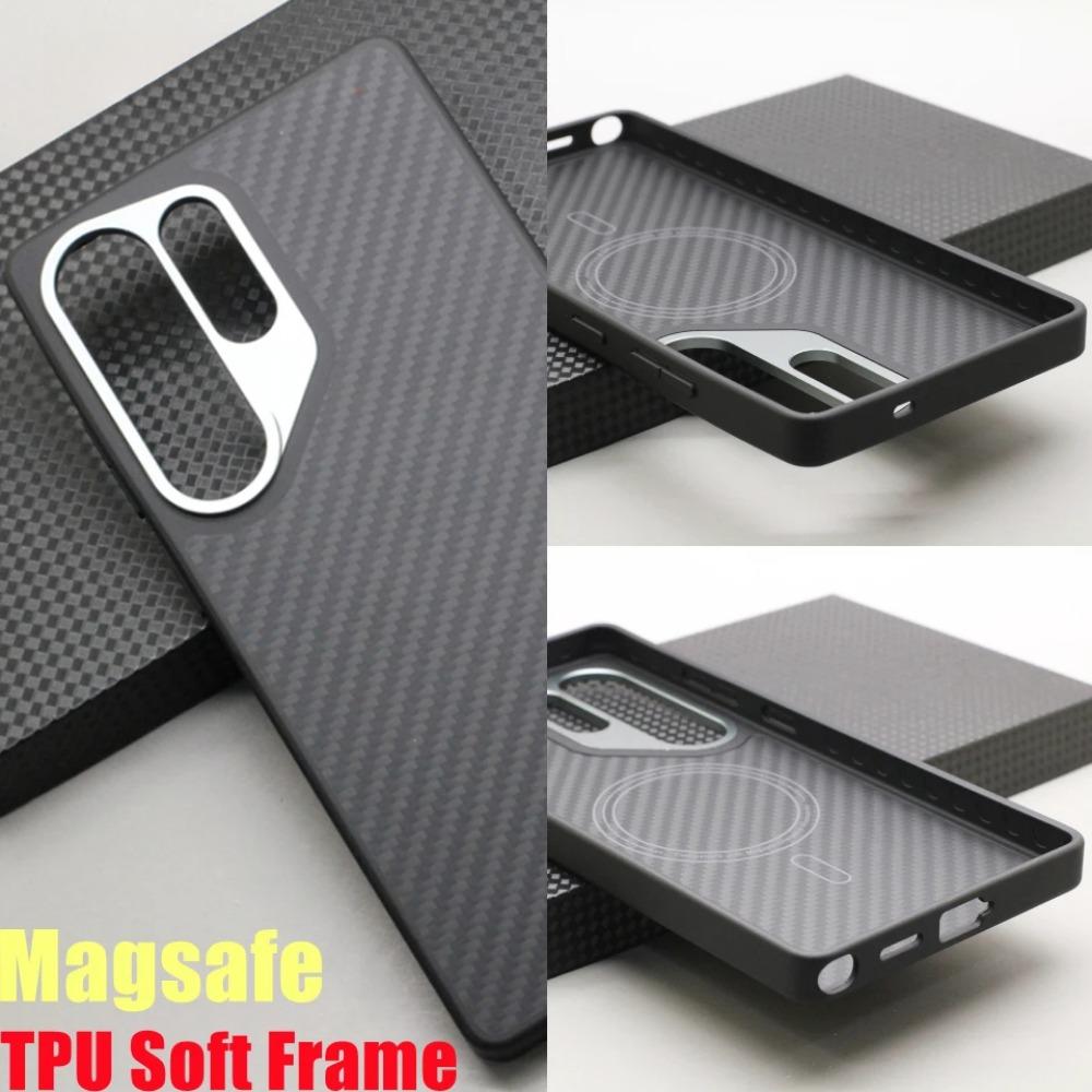 Magnetische Handyhülle aus Kohlefaser für Samsung Galaxy S25 Ultra 600D Aramidfaser Magnetisch Stoßfest Schutzhülle S25 Ultra Magsafe Hülle