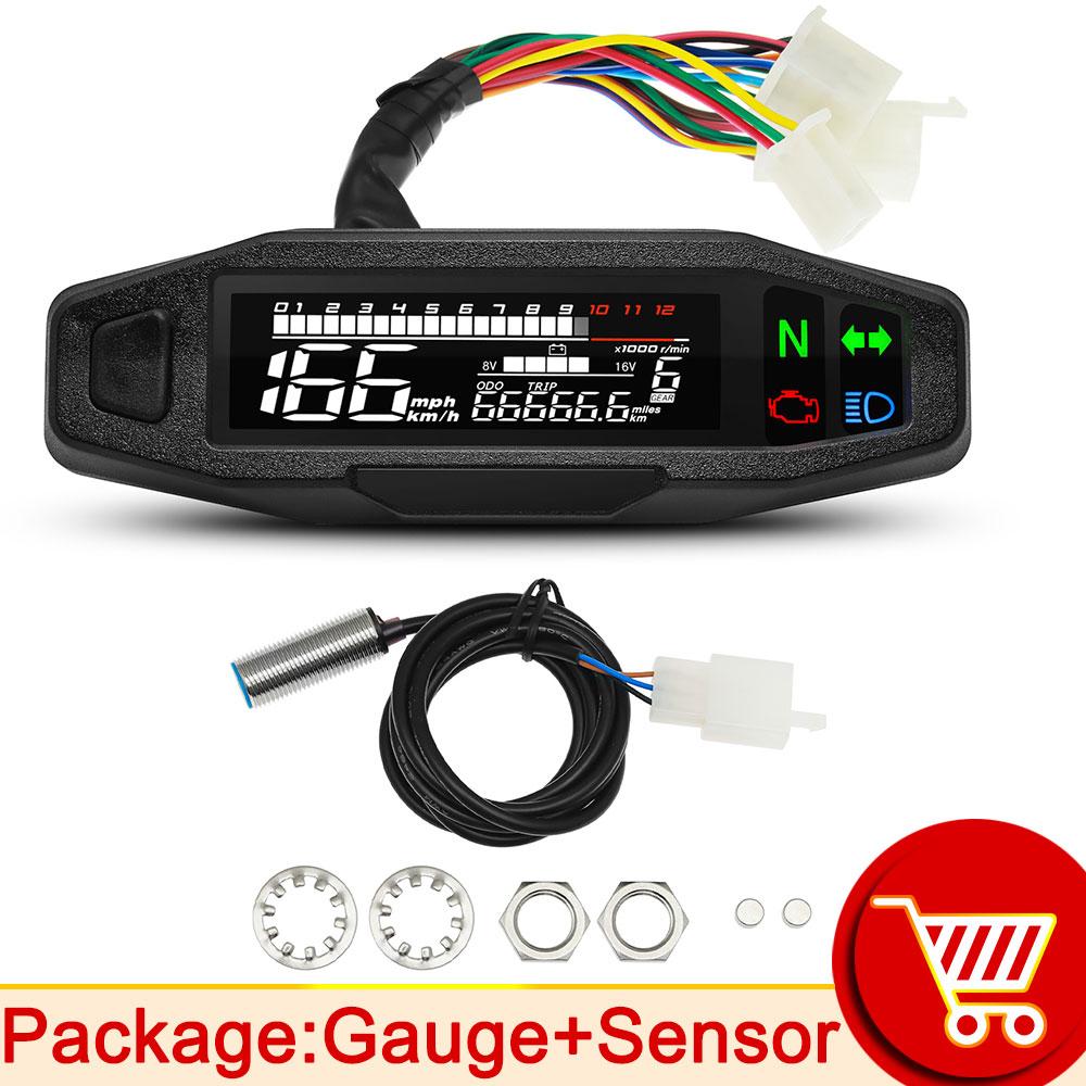 AD With Turn Signal Light Indicator Motorcycle Speedometer Oil Gauge Tachometer Universal Digital Odometer Meter Instrument