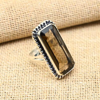 Pretty Smoky Topaz Gemstone 925 Sterling Silver Handmade Jewelry Glorious Ring
