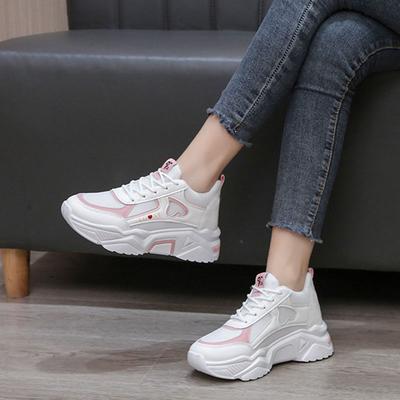 Comemore New Spring Autumn Lace-up Wedge Sneakers Women Breath Thick Bottom Lightweight Sports Shoes Comfortable Leisure Shoes