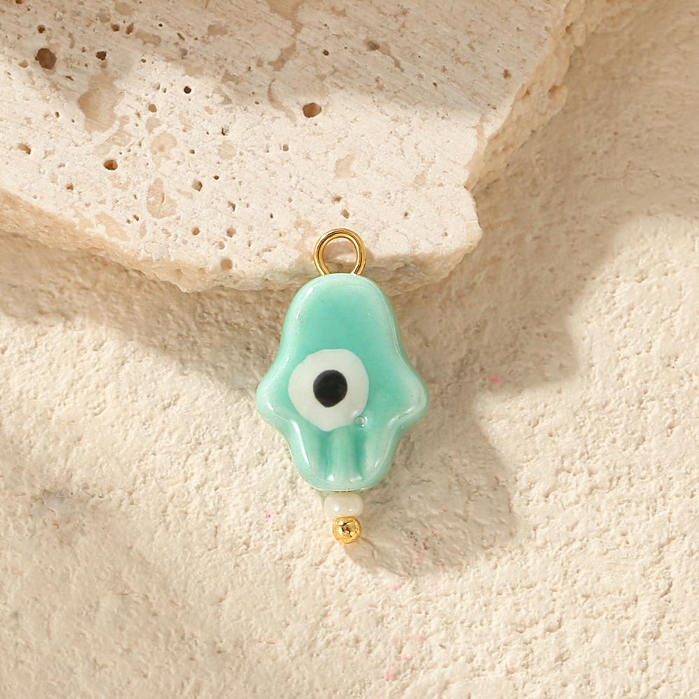 Colorful Ceramic Hand, Eye, and Heart DIY Jewelry Accessories: Snowman Necklace, Bracelet, and Earring Set