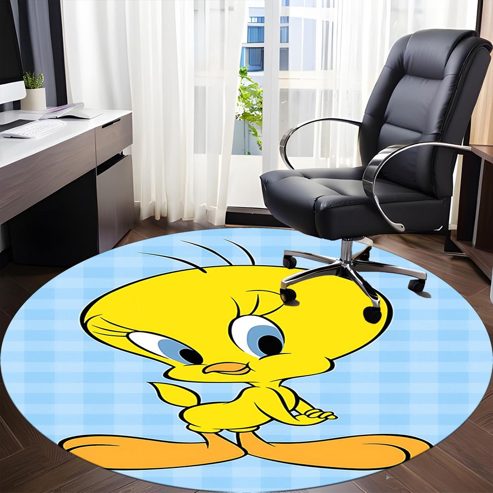 1pc Looney Tunes Tweety Bird Office Round Area Rug, Under Office Chairs Bedroom Living Room Home Decor A1022308