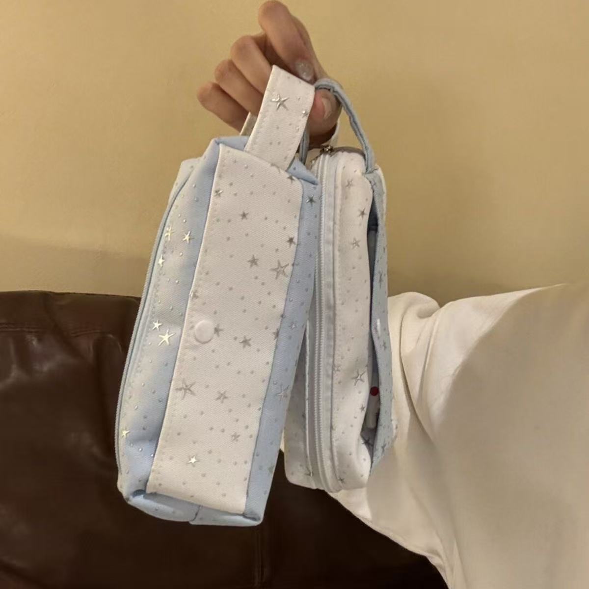 

Large Capacity Stationery Bag Kawaii Double Layered Pencil Case Travel Storage Pouch For Students University School Supplies