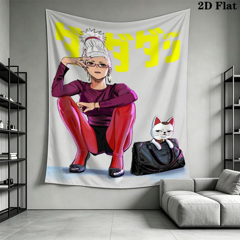 Dandadan Wall Tapestry Aesthetic Wall Hanging Printed Fabric Blanket Decorative Tapestries for Bedroom Living Room Home Decor