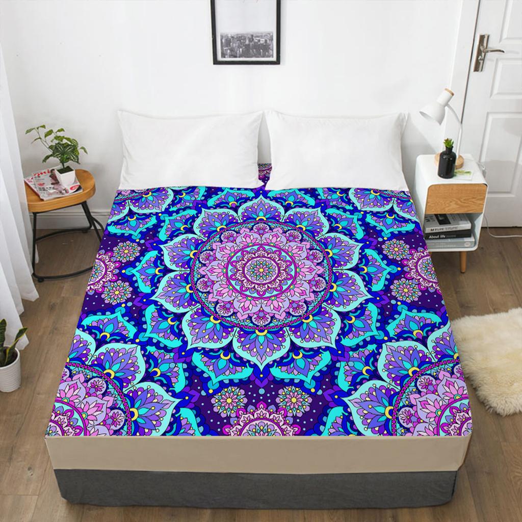 Home Textile 3D Printed Bohemian Pattern Fitted Sheet Mattress Cover Elastic Band Bed Sheet Pad Bedding