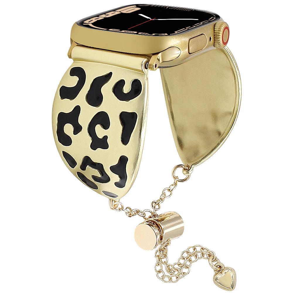 

Leopard Print Apple Watch Band for S10/Ultra Series - Luxurious Women s Wristband 42/44/45/49mm золотий/чорний
