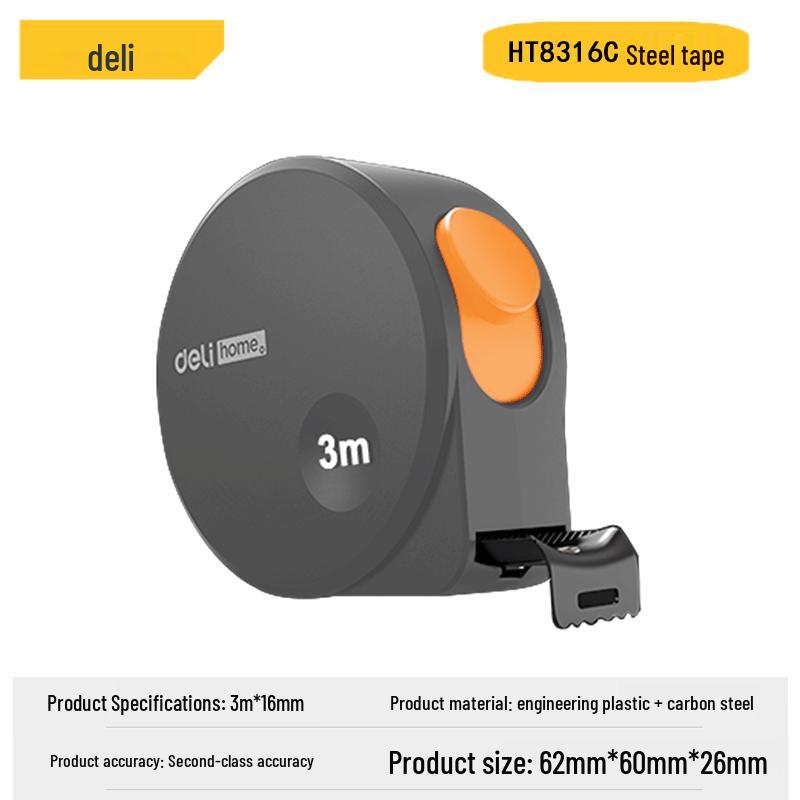

Deli Tools 3/5M High-Precision Steel Tape Measure, Thickened Household Measuring Tape HT8316