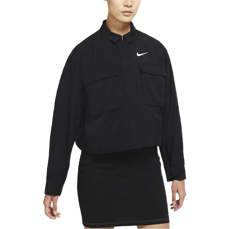 Nike Cropped Coats Women's Black Lapel Moderate DM6244-010