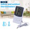 Thermometer Hygrometer Electronic Temperature Humidity Tester Meter Clock Alarm Indoor Outdoor Probe High Accuracy LCD Digital