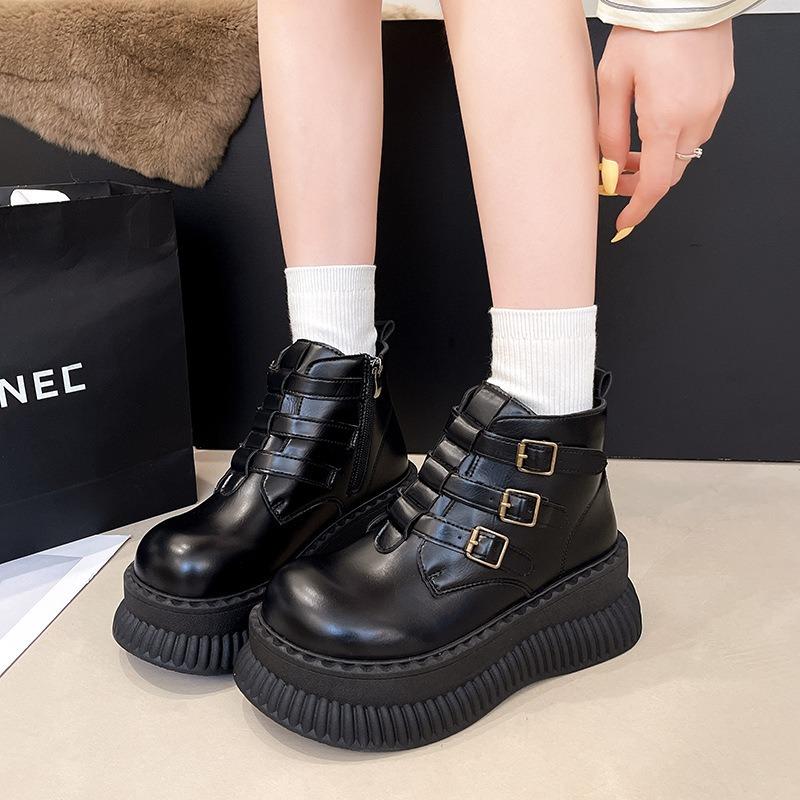Retro Martin boots women's new autumn and winter new versatile short boots thick-soled trendy cool single boots black