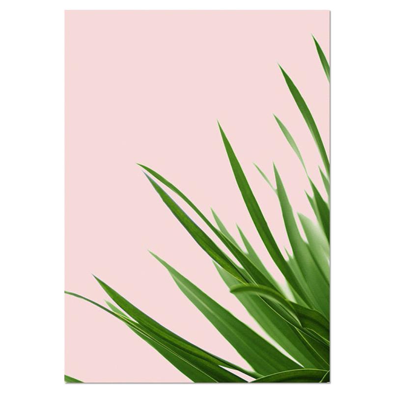 

Минималистичная картина на холсте с принтом тропических листьев, плакат с изображением природы, зеленый, свежий, розовый, настенные художественные декоративные картины для гостиной 40x50cm No Frame