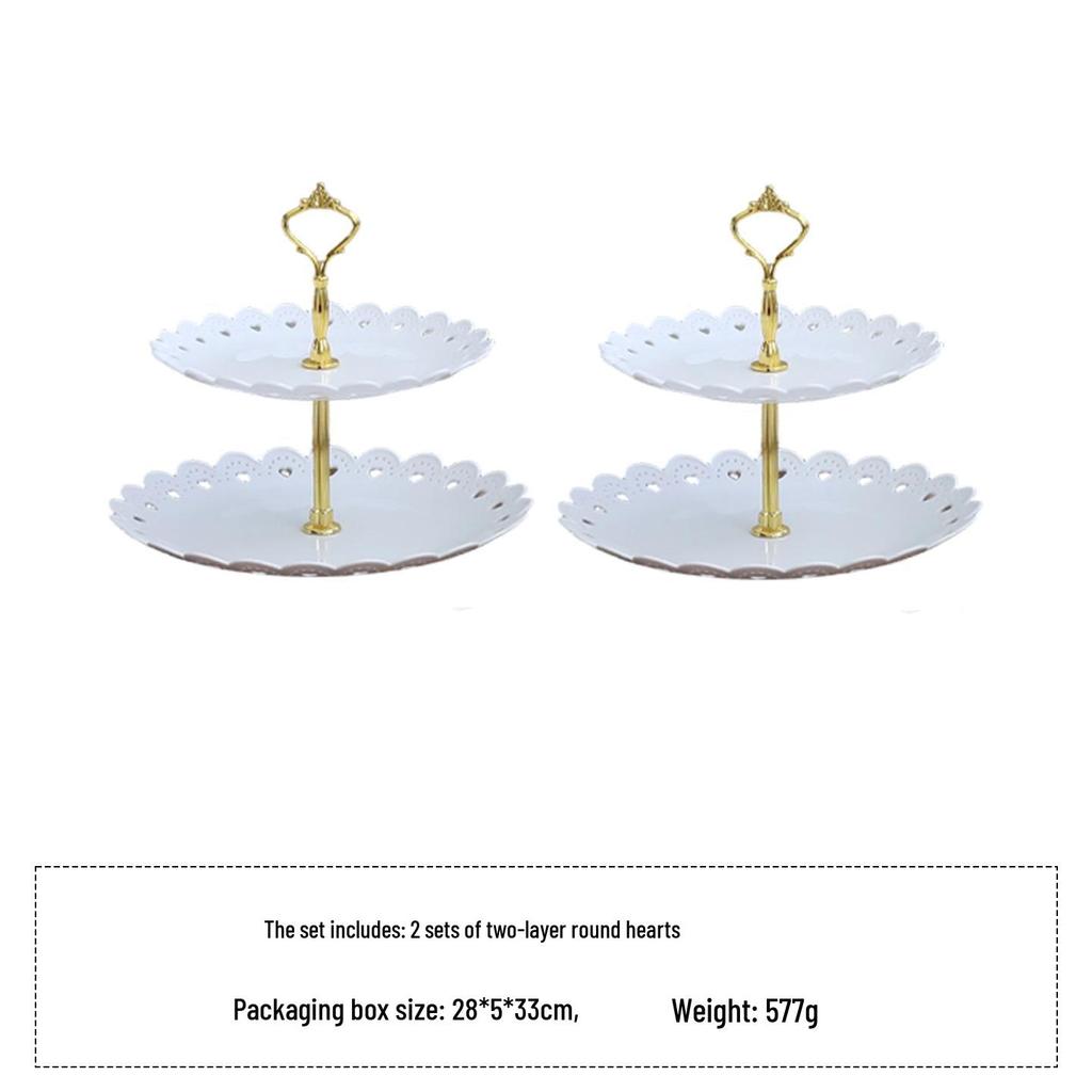European Three-Tier Dessert Stand: Elegant Fruit Plate and Cake Display for Afternoon Tea