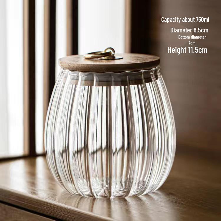 Moisture-Proof Transparent Glass Storage Jar with Lid for Cereal, Grains, and Tea