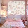 Cute Lace Bear Dessert Tapestry, Heart Cartoon Rabbit Cake Wall Hanging for Bedroom Living Room Dorm Decor