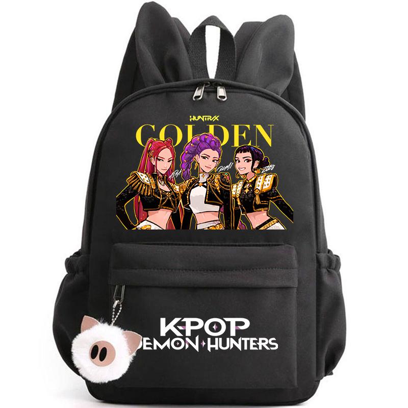 KPop Dämonenjäger Rucksack für Mädchen Jungen Kinder Rucksack Freizeit Schultaschen Reise Hasenohren Rucksäcke Mochila Geschenktüten