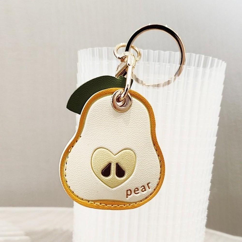 Leather Fruit Key Chain Anti-lost Access Card Holder Cute Bag Pendant  Bag Charm