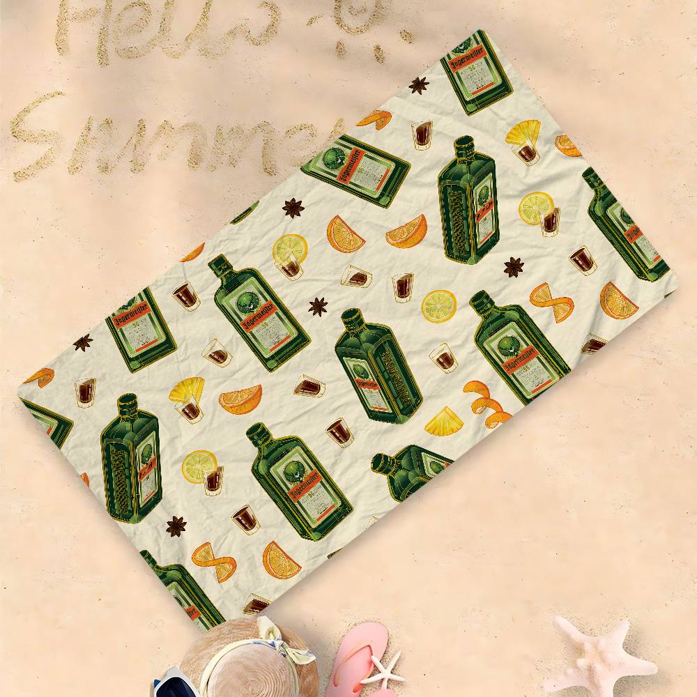 Fashion Drinks J-Jagermeister Microfiber Printed Beach Towel Mountain Climbing Yoga Beach Swimming Running Absorbent Soft Towel