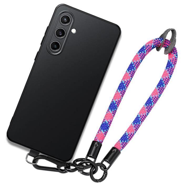 Coque - Samsung - Galaxy S23 FE - Antichoc - Noir - Bracelet Multicolore Démontable