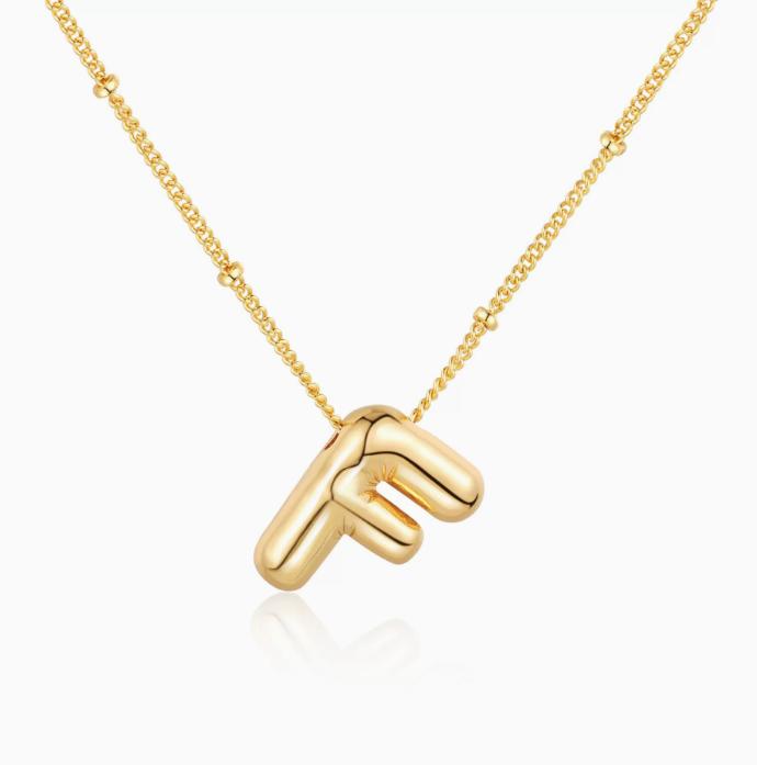 LT-12056 Stainless Steel 18K Gold Balloon Letter Necklace Silver Bubbles 26 English Alphabet Pendants Jewelry