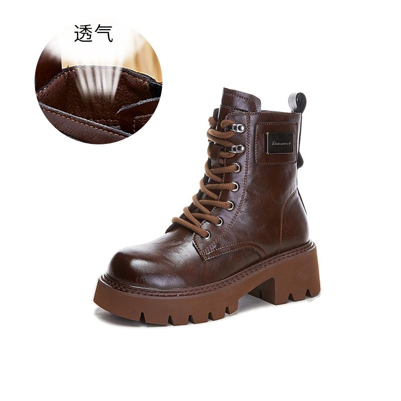 

Женские ботинки Мартина 2025 осень и зима новые Майяр толстый каблук круглый носок короткие ботинки женские ретро повседневная мода женские ботинки 40 коричневый